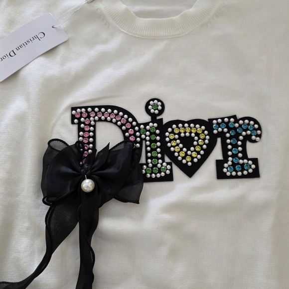 Dior Women's  Knitted White Embellished Top - Picture 5 of 10
